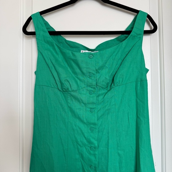 Mango Green Midi Dress Linen-Blend Dress with Buttons Size Medium - Picture 10 of 10